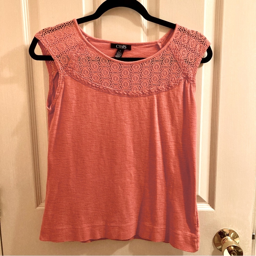 Chaps Coral Lace Detail Women's Top